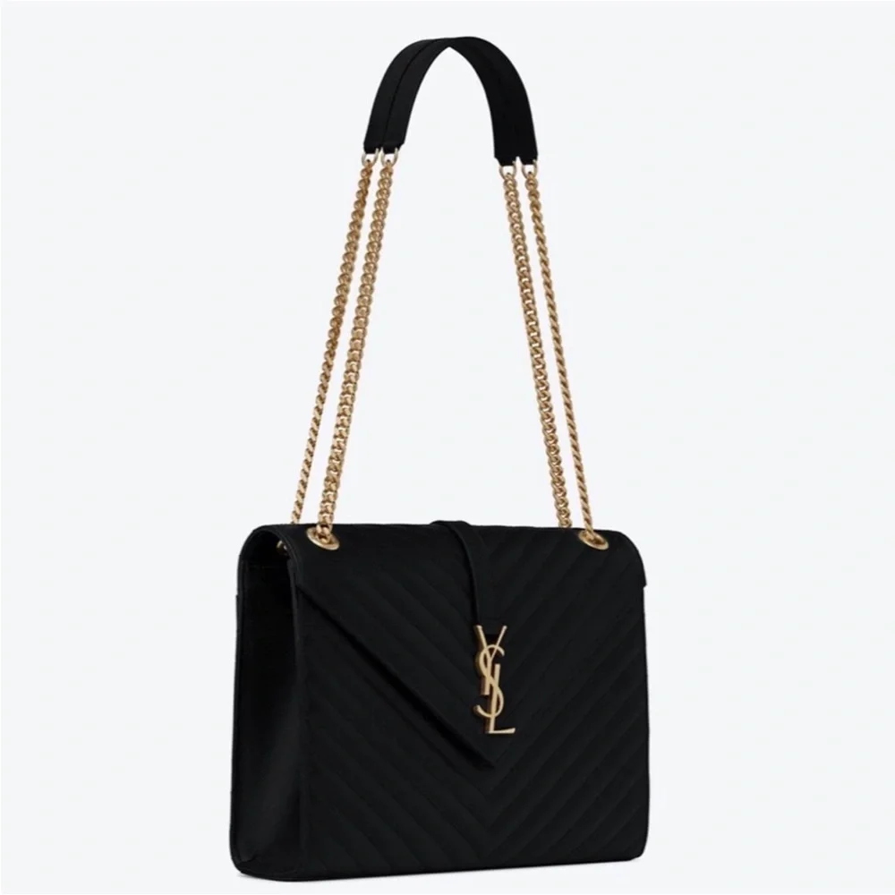 MSRP $3,500 NWT BNIB SAINT LAURENT ENVELOPE LARGE BAG MATELASSÉ GRAIN DE POUDRE - Picture 2 of 16